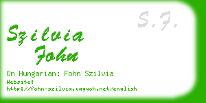 szilvia fohn business card